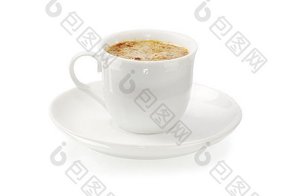 咖啡系列-浓缩咖啡杯。在白色背景上隔离