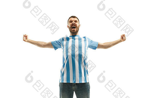 阿根廷球迷在白色背景上庆祝