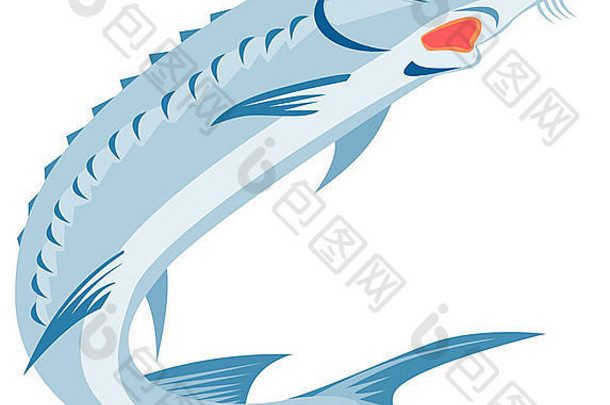 插图鲟鱼鱼复古的风格