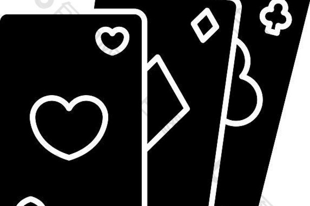 纸牌游戏黑色字形图标