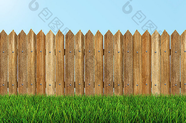 草地上的木栅栏（包括修剪路径）