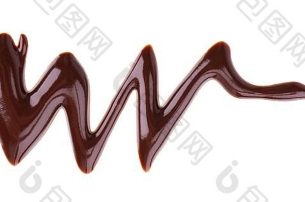 巧克力糖浆小雨孤立的白色背景溅甜蜜的巧克力酱汁前视图