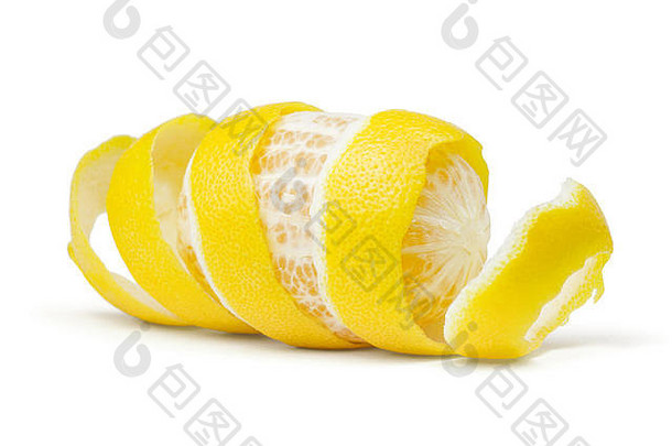 柠檬，果皮，白色背景上的香料