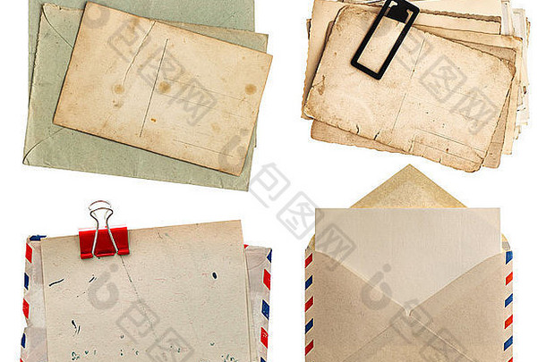 信封空气邮件明信片孤立的白色背景复古的设计论文