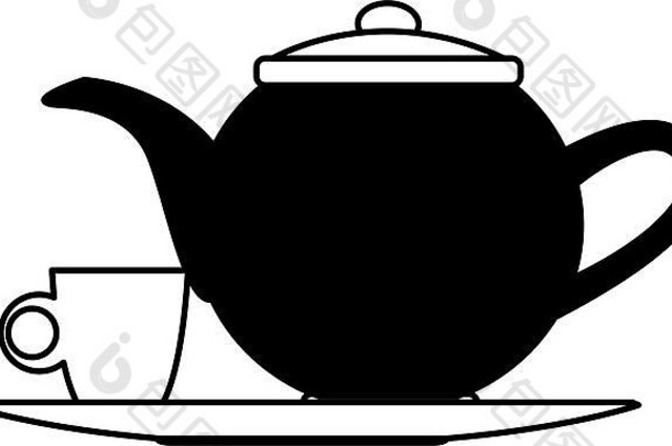茶壶杯饮料元素图标