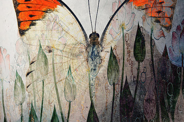 一个垃圾蝴蝶图案壁纸纹理