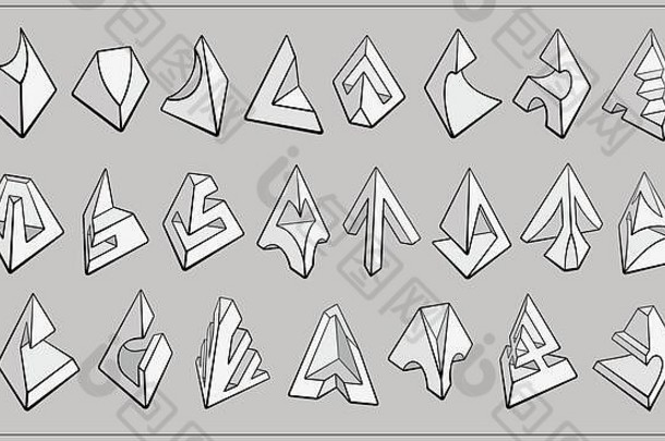 三维几何形状金字塔设计集