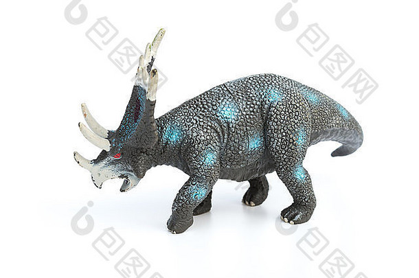 白色背景的styracosaurus玩具