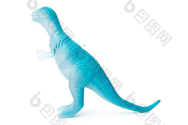 蓝色的塑料<strong>恐龙玩具</strong>白色背景