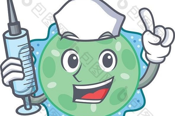 不错的护士假单胞菌绿脓杆菌吉祥物设计概念注射器