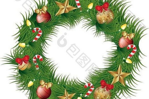 圣诞节花环装饰图标