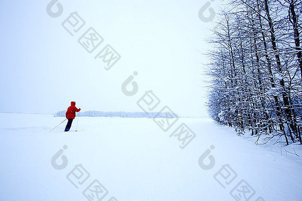 单交叉国家滑雪冬天