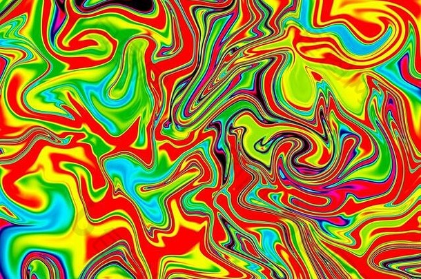 嬉皮士<strong>新时代</strong>彩色流体抽象背景。蓝色、红色、黄色和绿色。