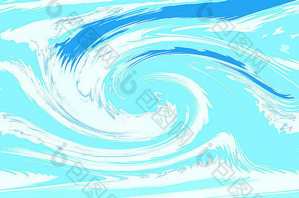 可爱的抽象背景，蓝色波浪中五颜六色