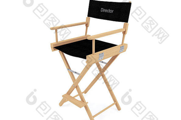 导演的椅子被隔离在白色背景上。三维渲染