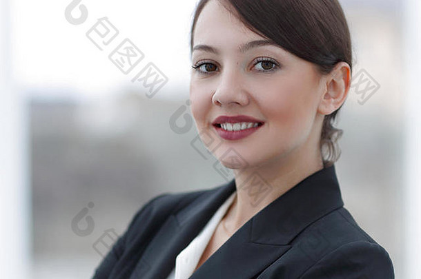 成功的年轻的业务女人背景办公室