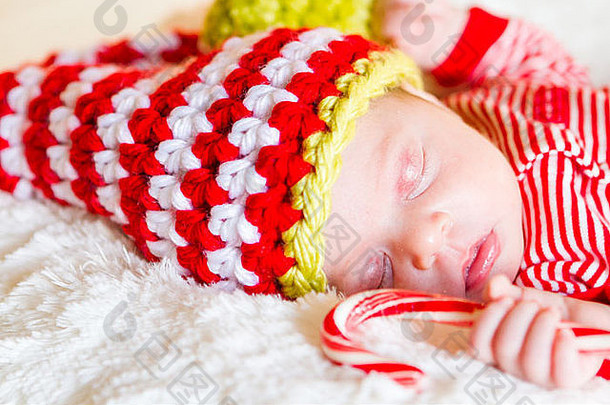 新生儿圣诞节婴儿女孩精灵他白色毯子
