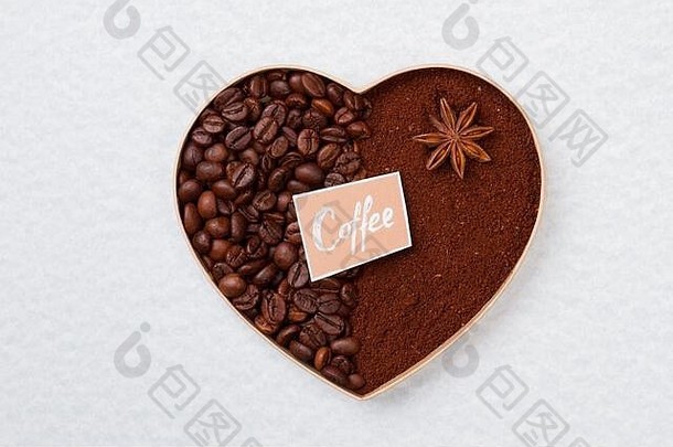 装饰咖啡心使豆子即时咖啡