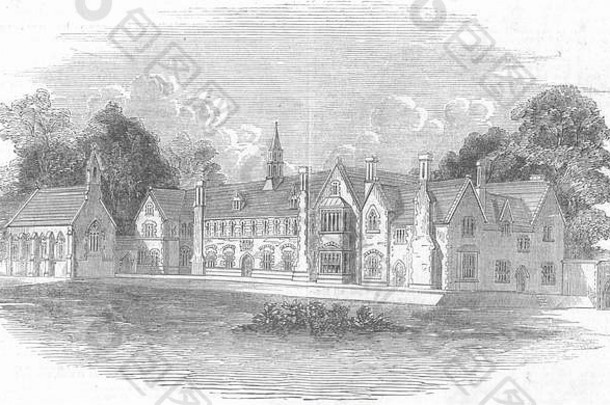 德文教区培训学院，创建于埃克塞特，1853年。图文并茂的伦敦新闻