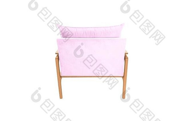 粉红色扶手椅。白色背景的现代设计师座椅。纹理椅子。