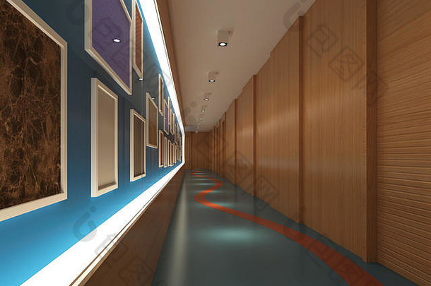室内现代酒店走廊插图
