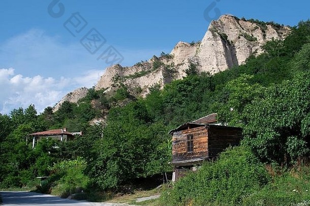 保加利亚梅尔尼克房屋沙子派拉米德斯岩石形成小村