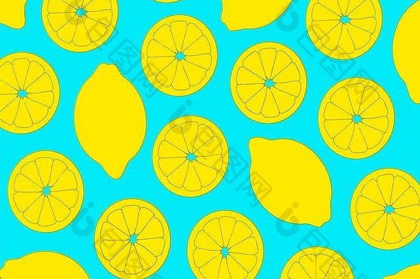 无缝柠檬图案。以水果为背景。