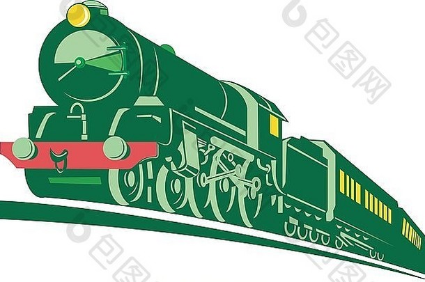插图蒸汽火车机车未来铁路复古的风格孤立的背景