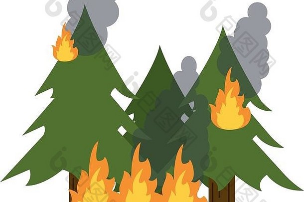 野火破坏松树工作服