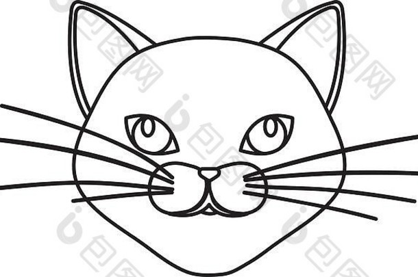 可爱猫脸线条风格图标