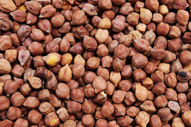 健康食品。鹰嘴豆背景。孟加拉鹰嘴豆纹理