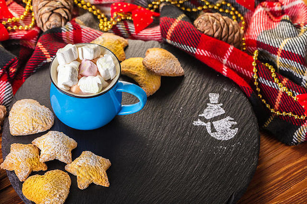 假期杯<strong>可可</strong>棉花糖咖啡首页饼干圣诞节背景