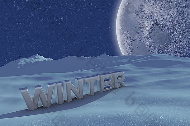 用文本渲染冬季风景