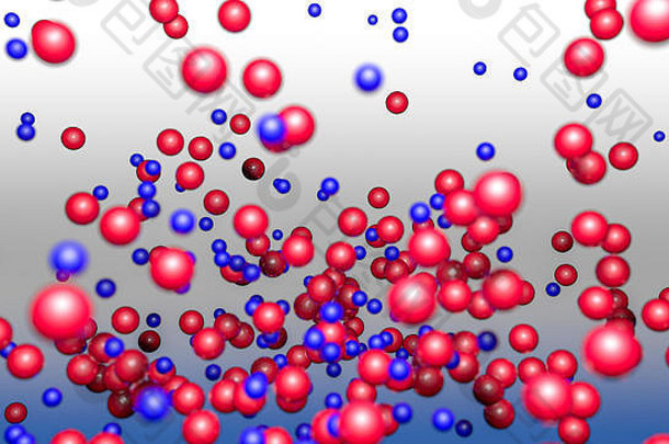 红色的蓝色的三维球体摘要呈现