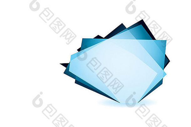 蓝色玻璃碎片图标，带白色背景和版权空间