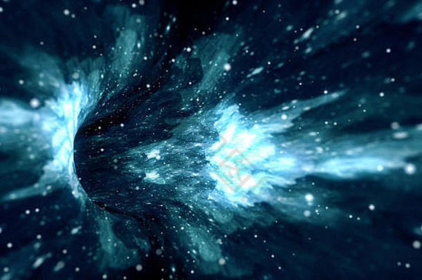 星际光速在有恒星的超空间虫洞入口中的空间旅行