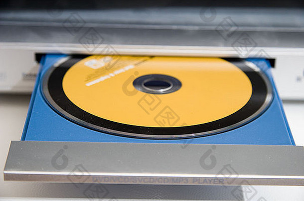 阀瓣球员cddvd听看电影音乐薄圆形黄色的黑色的蓝色的快电子产品技术