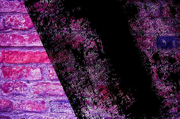 Grunge肮脏的超紫色砖墙纹理，用于网站或移动设备的水泥背景。