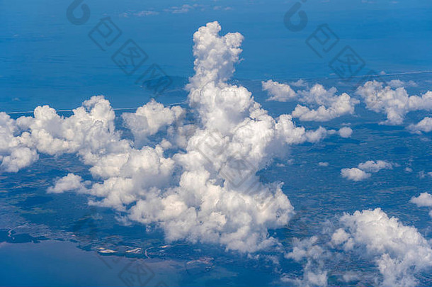 美丽的视图窗口<strong>飞机</strong>飞行白色<strong>云海</strong>表面岛自然全景云白色云移动水