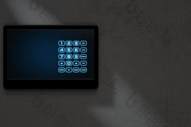 渲染现代触摸屏幕互动首页安全键盘访问面板照亮数字数字键盘