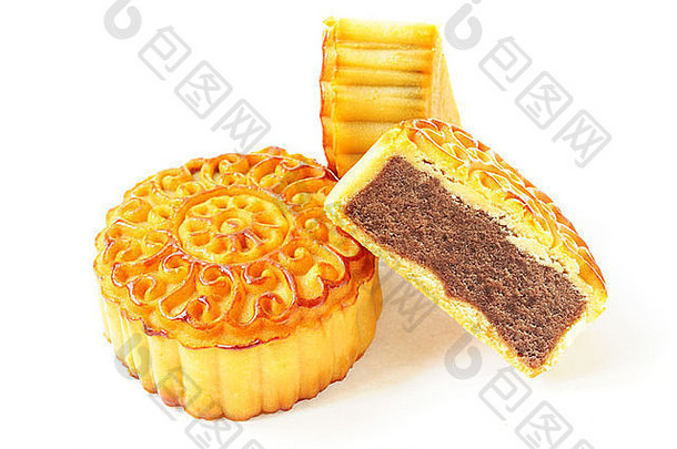 蛋糕节甜食庆典半切秋月中国美味亚洲美味中国蛋黄吃文化亚洲传统