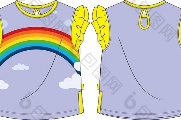 女孩t恤织物图案彩虹设计