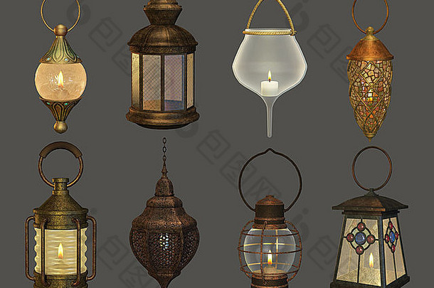 八种复古风格的灯笼