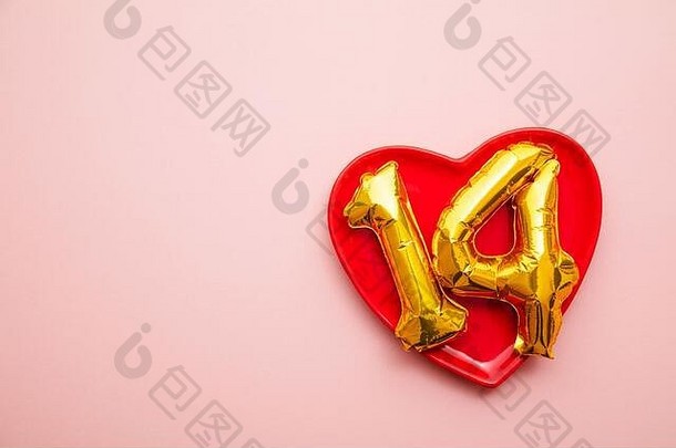 快乐情人节一天背景红色的心箔数量气球