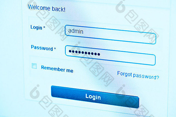 登录框-计算机屏幕上Internet浏览器中的用户名和密码