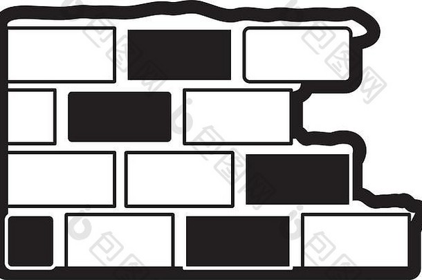 砖墙平图标黑色的轮廓