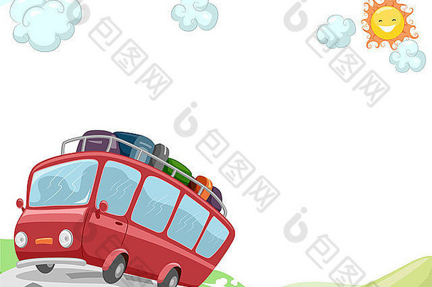 以旅游巴士为特色的背景插图