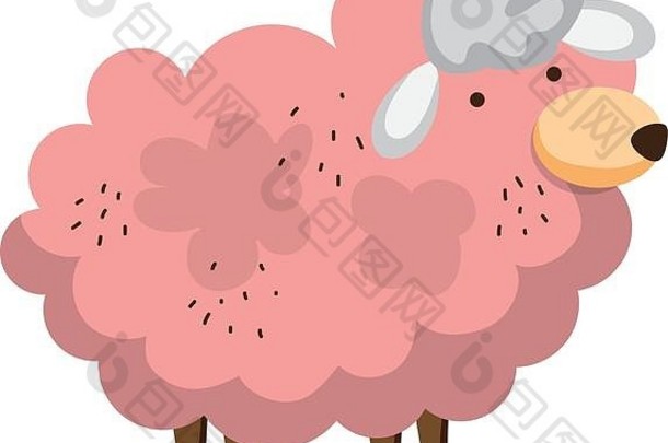 可爱的绵羊农场动物图标
