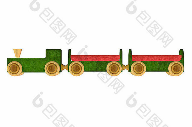 白色背景上隔离的玩具火车的插图