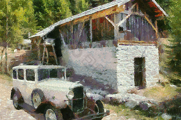 复古汽车油画-沃克斯霍尔卡德特1931
